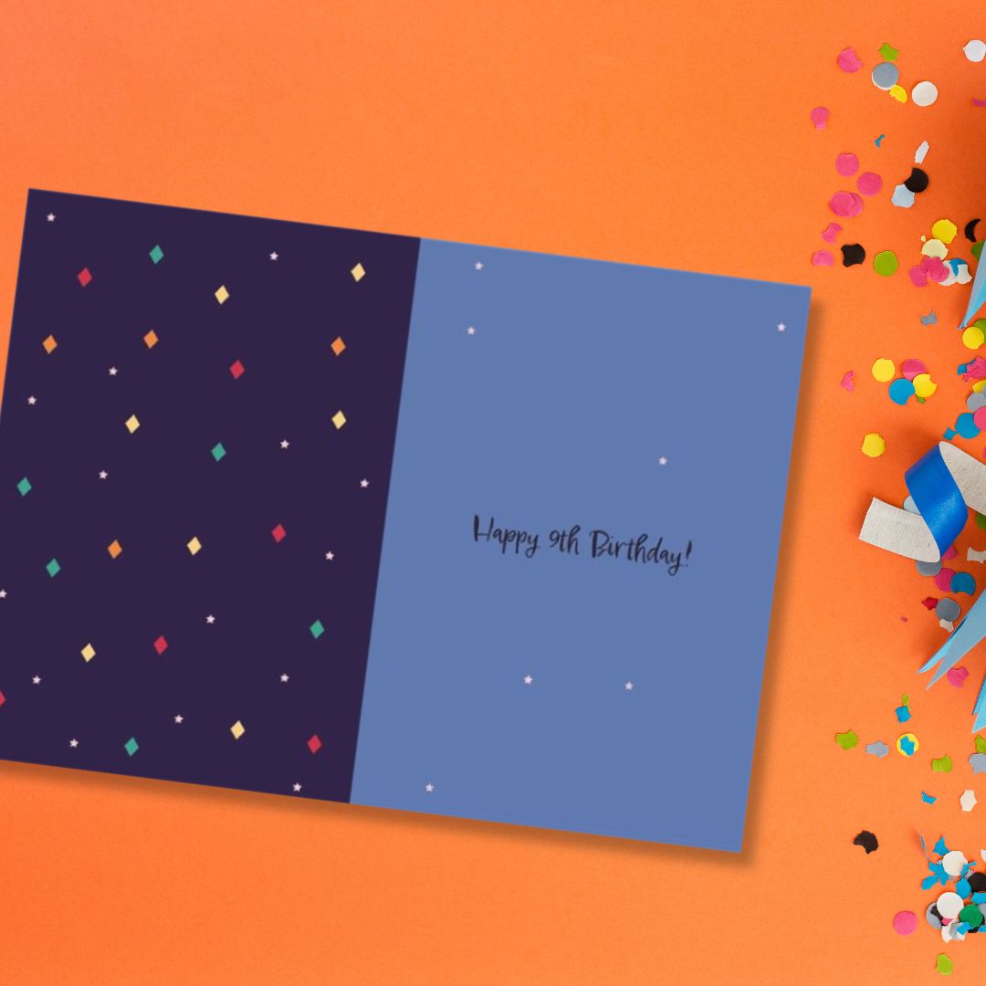 9th Birthday Card - Funhouse Blue