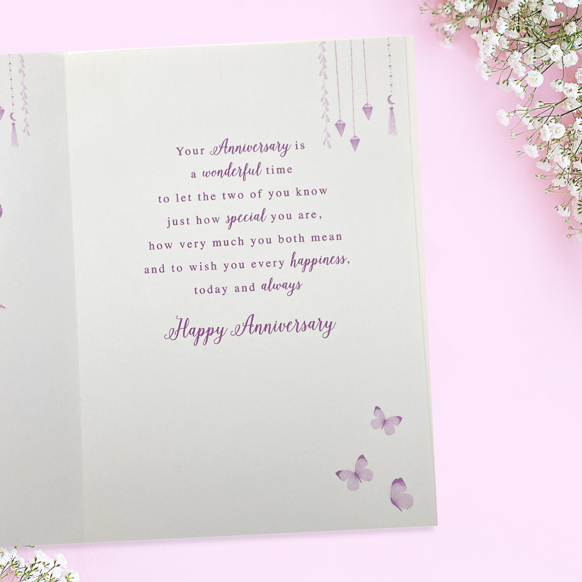 Inside image with colour print inside with heartfelt verse