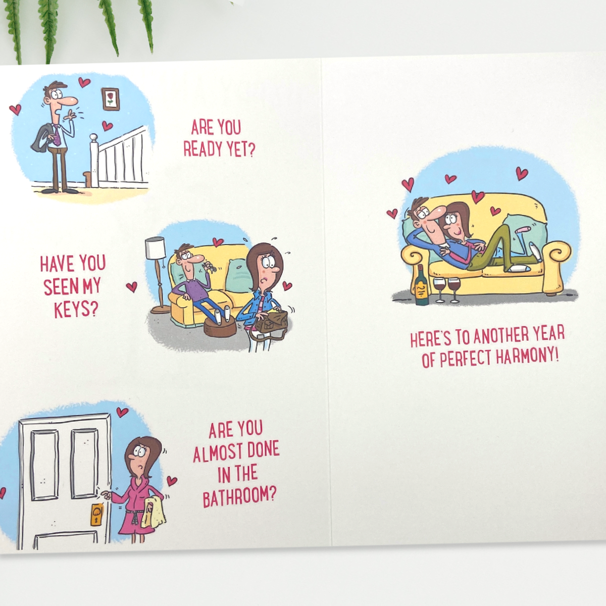 Inside showing two pages of jokes and cartoon images of couple