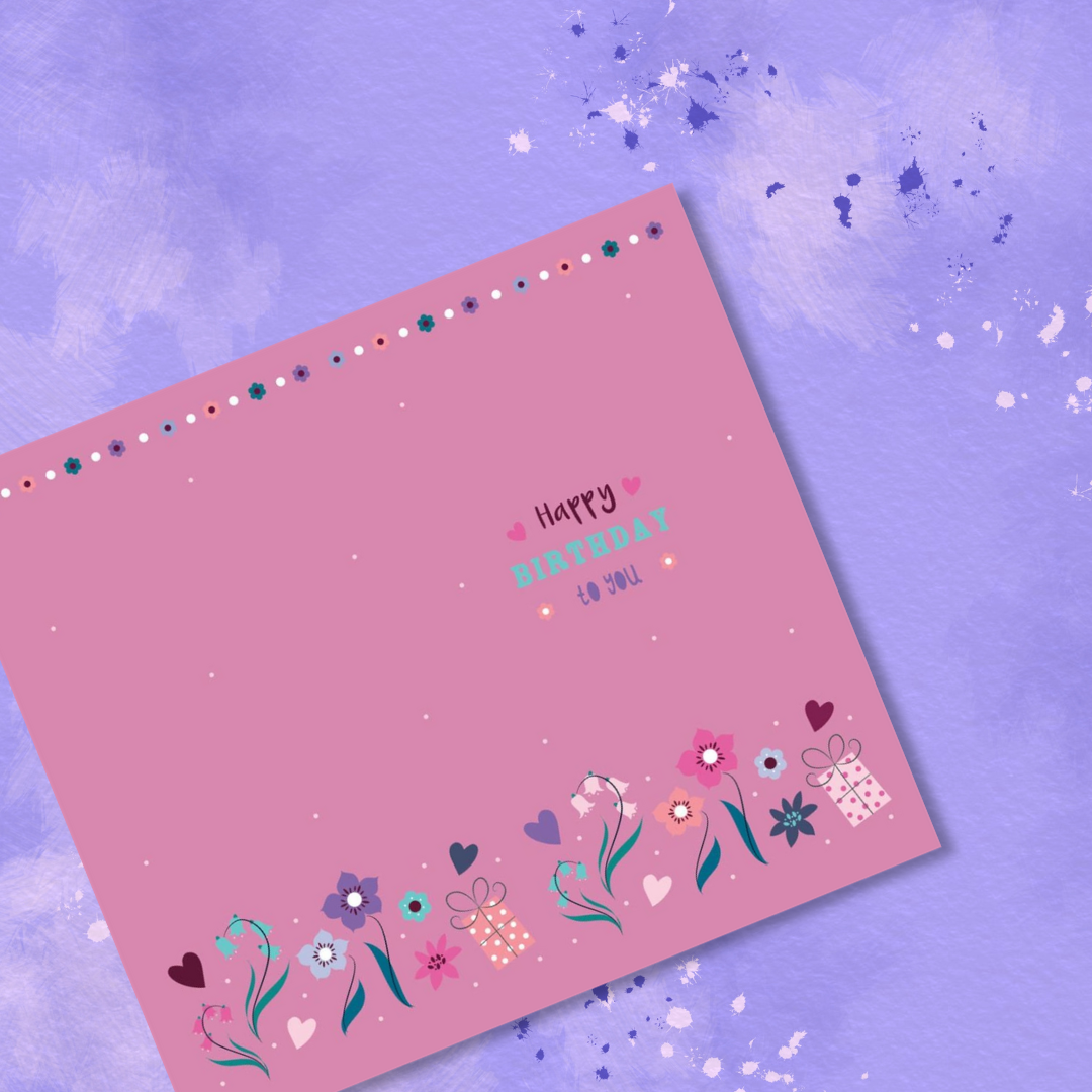 Auntie Birthday Card - Flowers & Presents