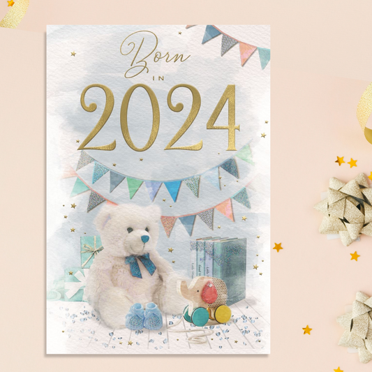 Born In 2024 Baby Card Blue