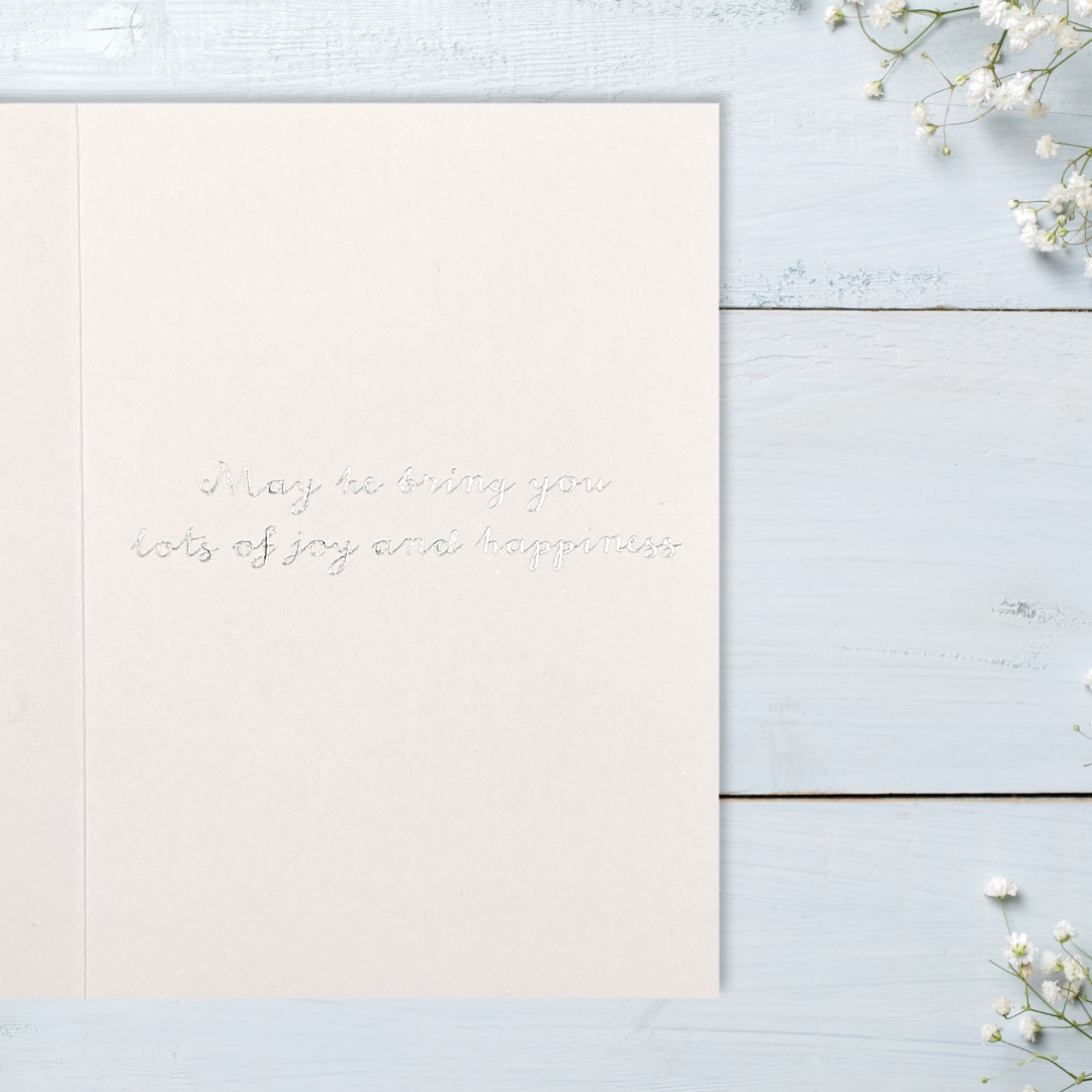 inside image with silver foil text