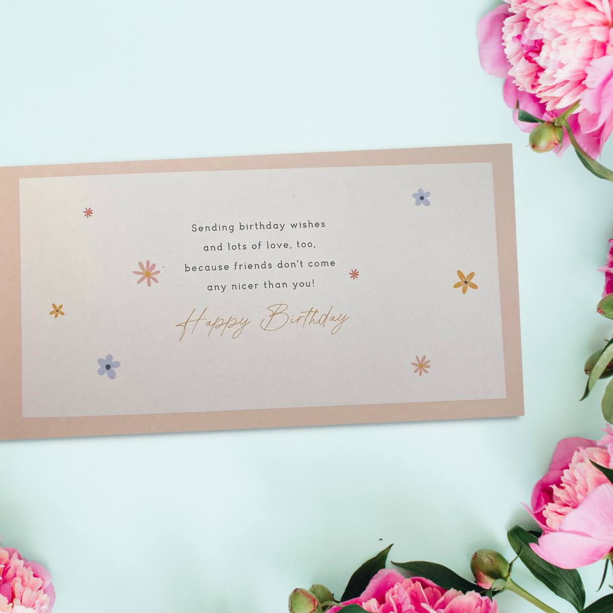 Friend Birthday Card - Floral Text