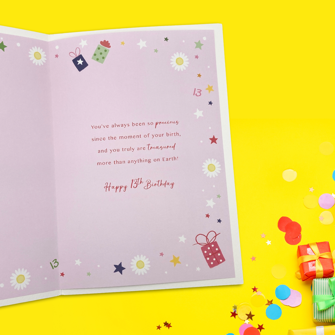 Inside image with full colour printed insert with verse and daisy border