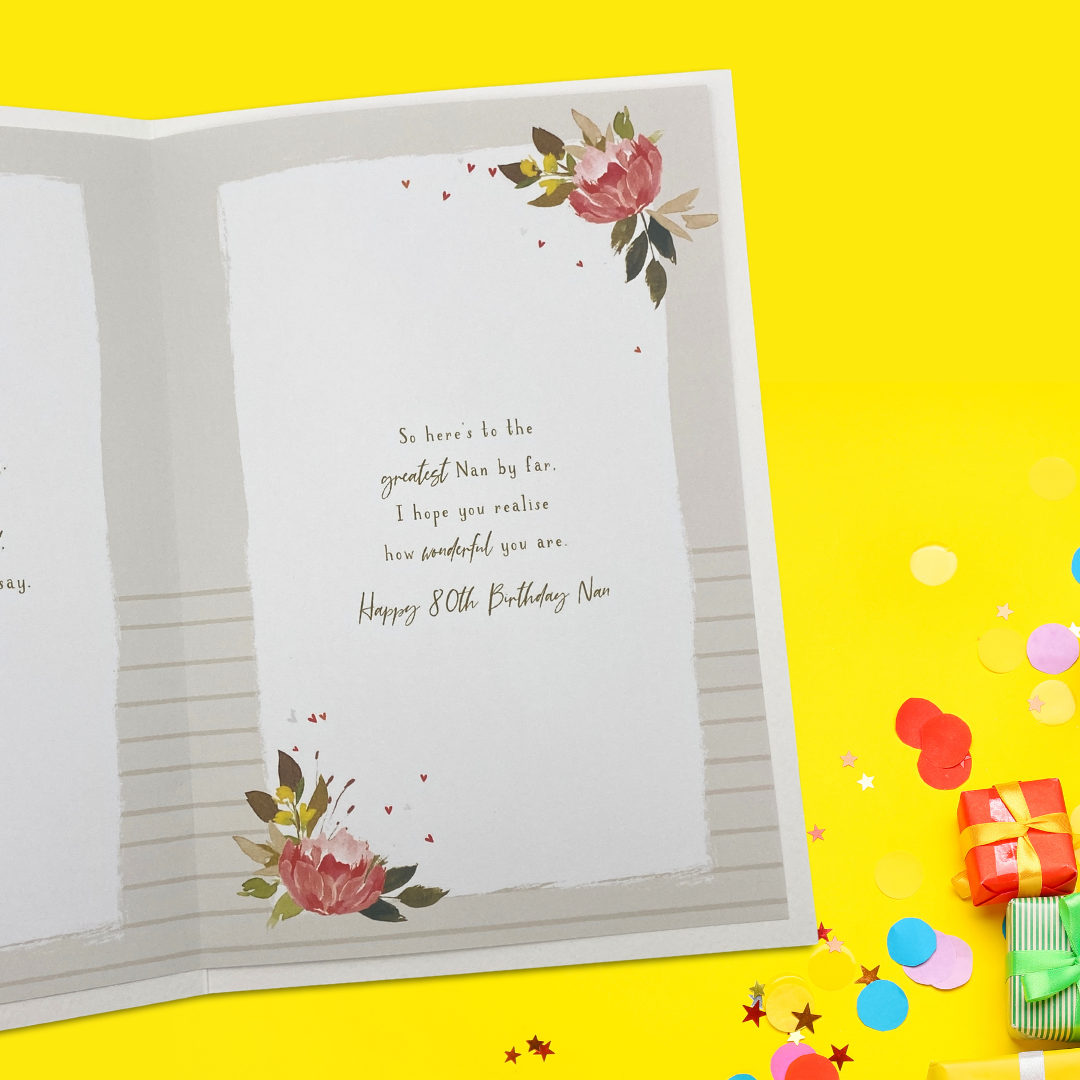 Inside image with full colour printed verse and floral border