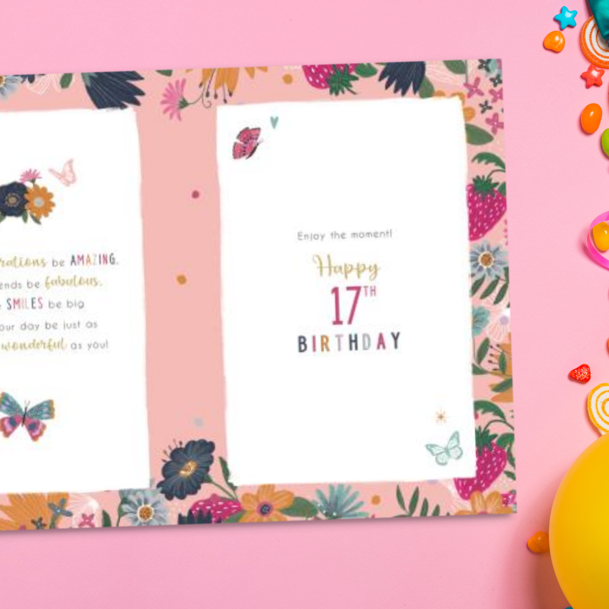 Inside image with brightly coloured border and text