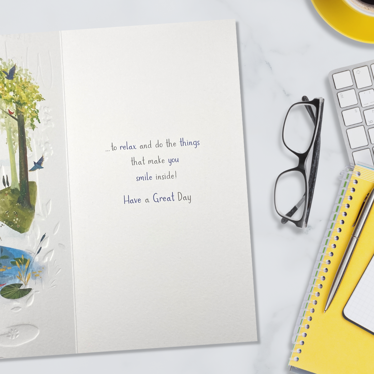 Inside image with full colour print and verse