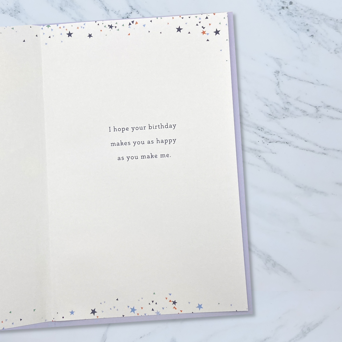 Inside image with blue background and colour printed insert