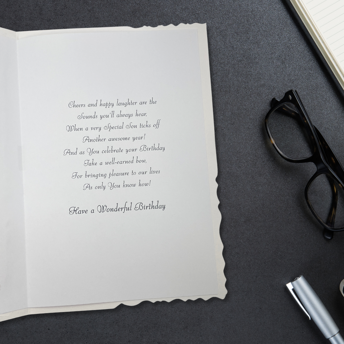 Inside image with full colour printed insert and heartfelt verse