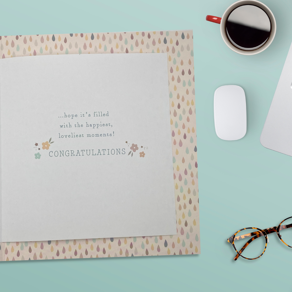 Inside image with full colour print and multicolour border
