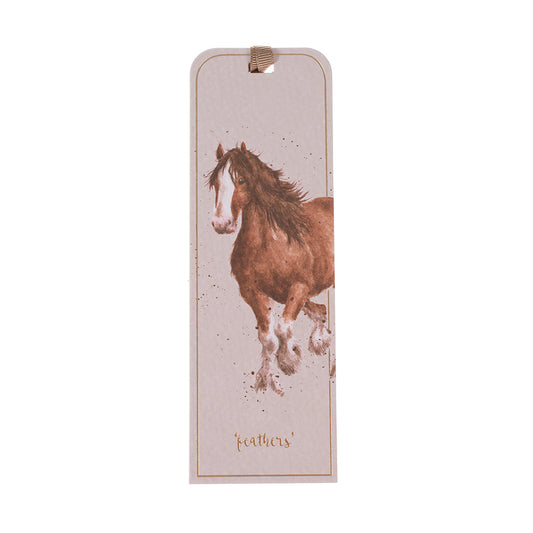 Grey bookmark with brown and white horse
