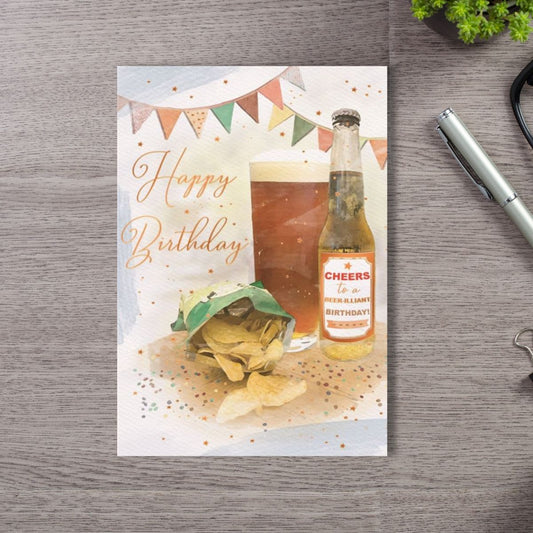 Brighstone Birthday Card - Beer & Cheers