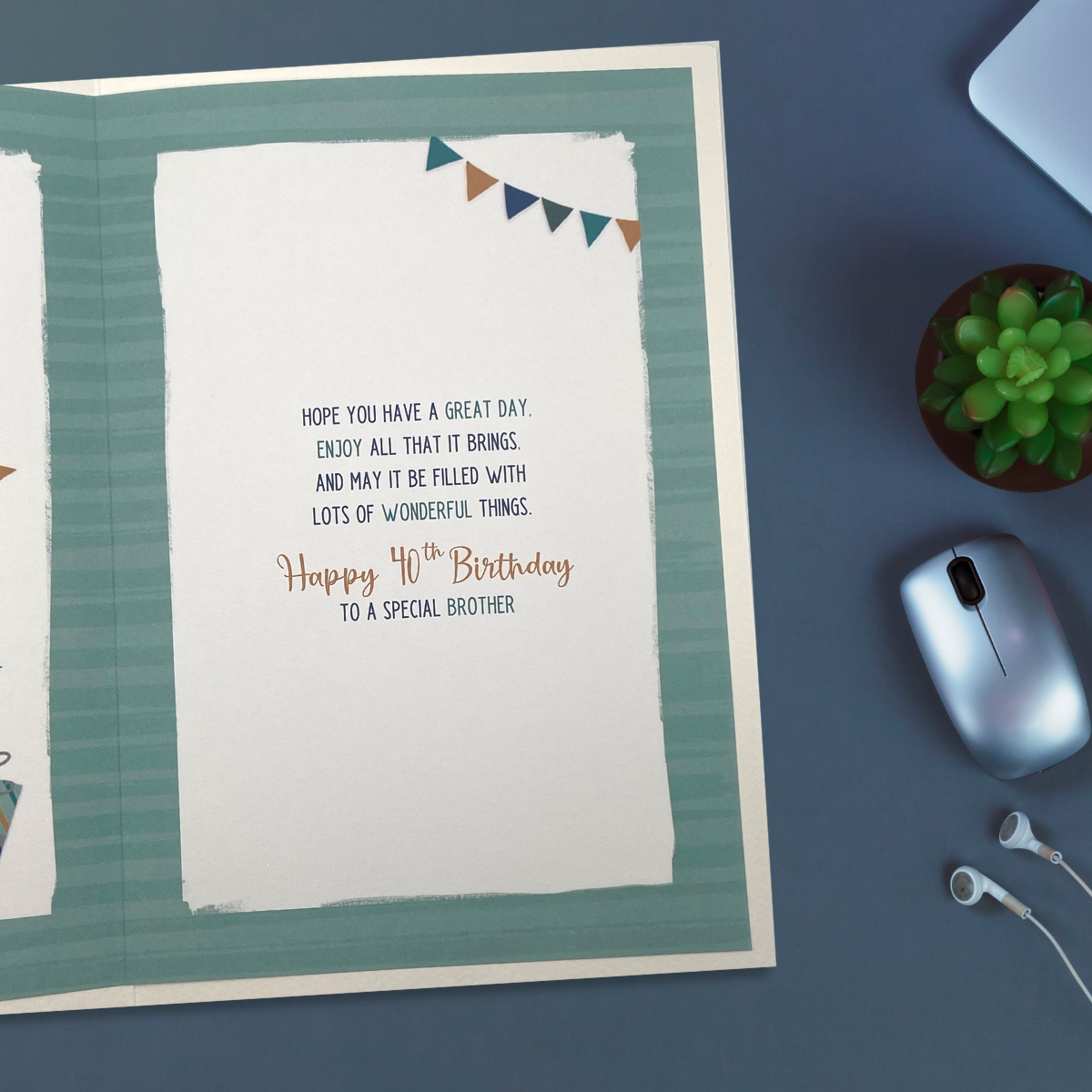 Brother 40th Birthday Card - Bunting & Gifts