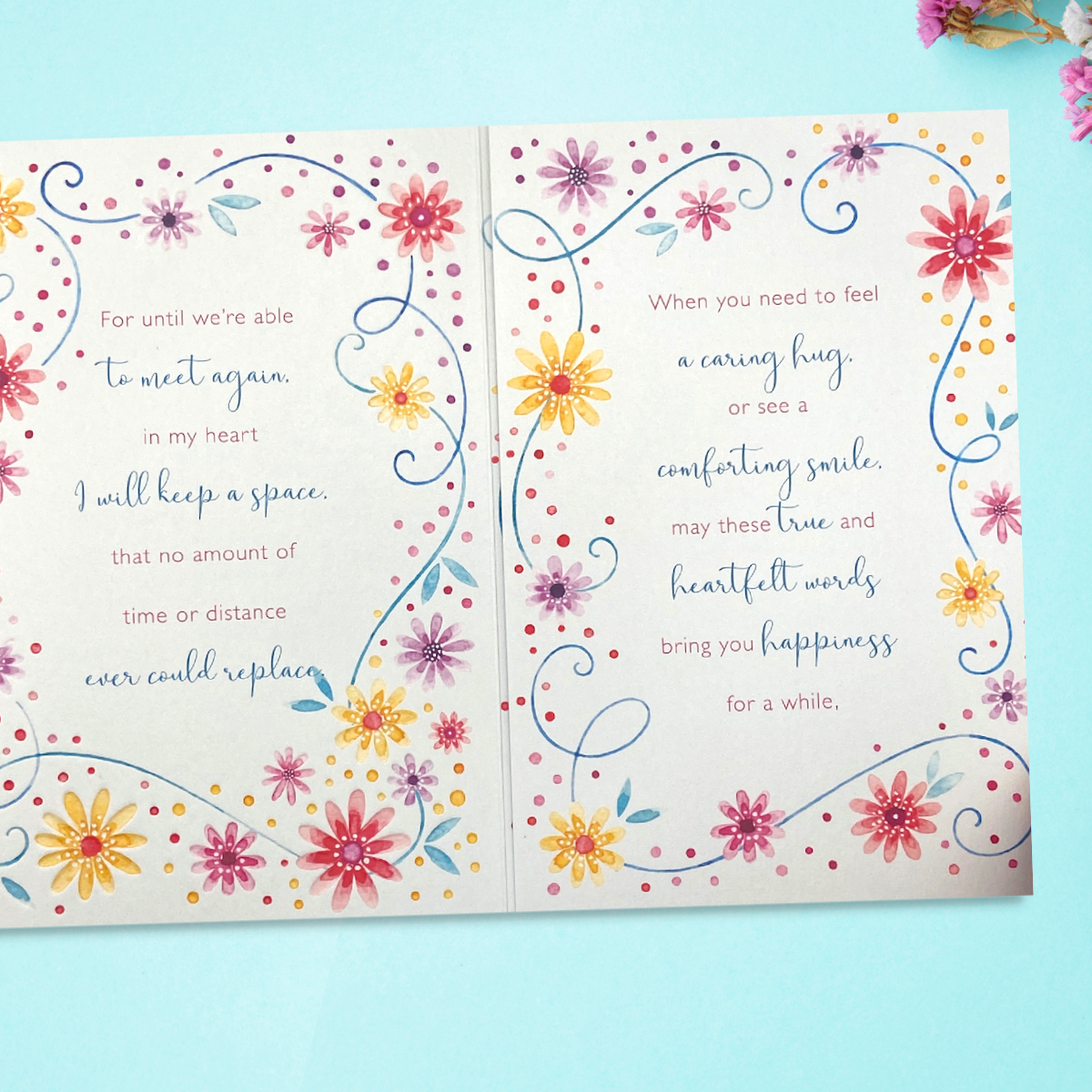 Inside image showing verse surrounded by flowers