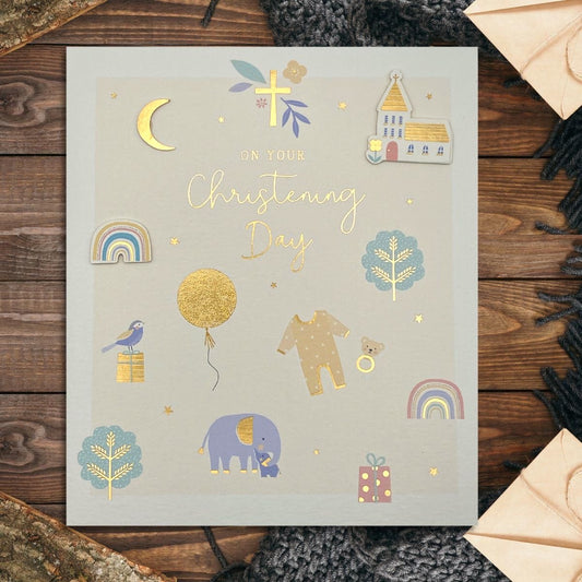 Christening Day Greeting Card Displayed In Full