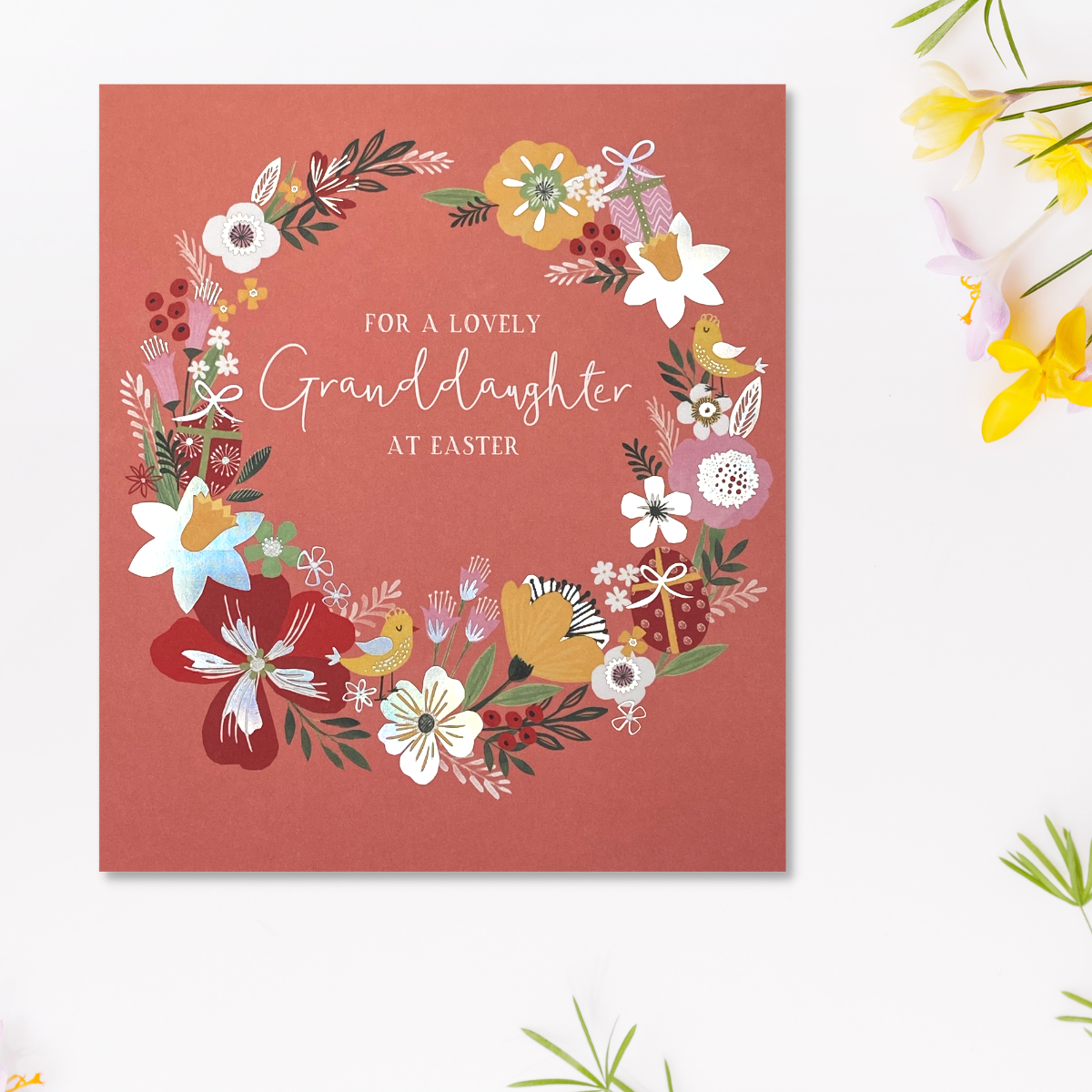Granddaughter Easter Card - Floral Garland