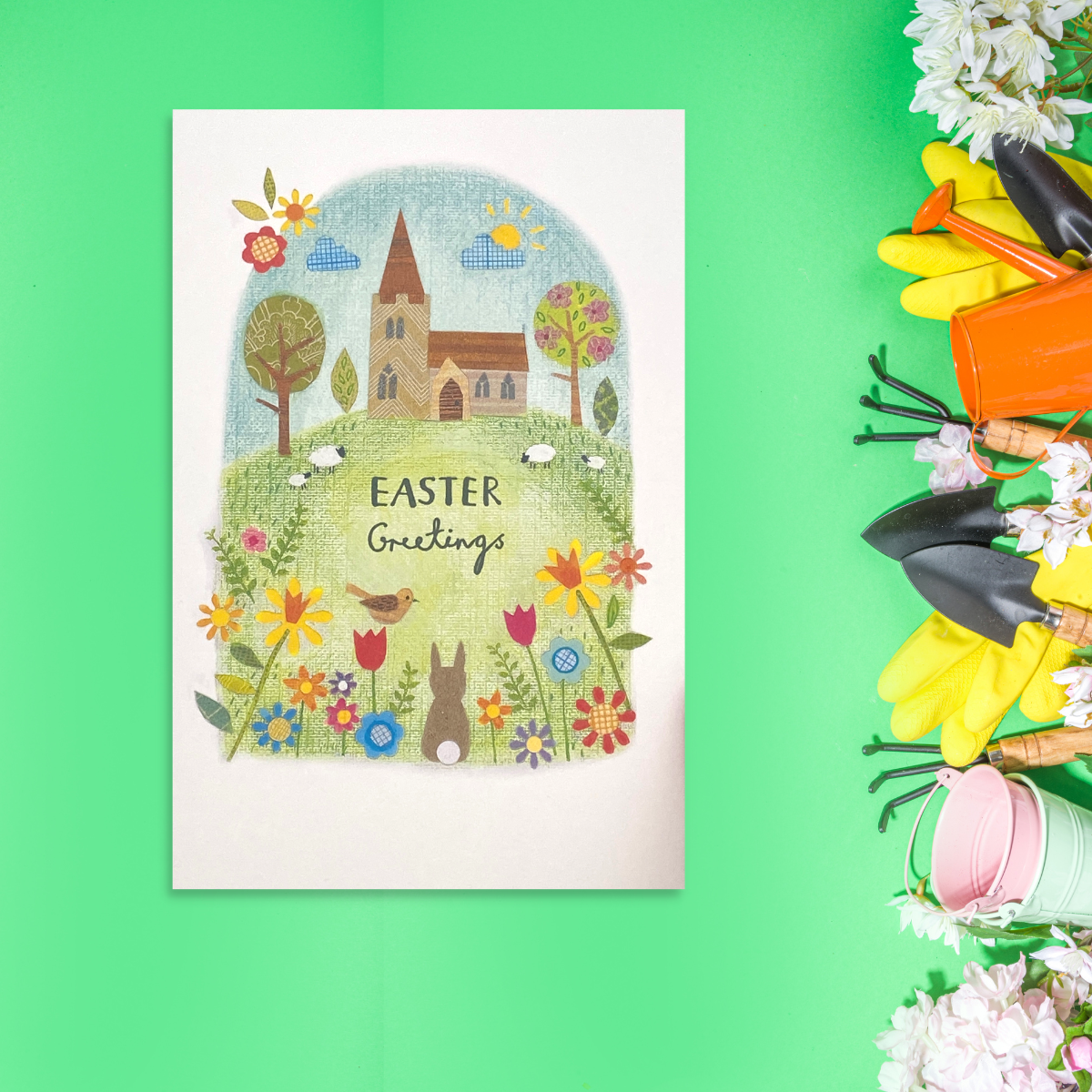 Open Easter Card - Church Scene