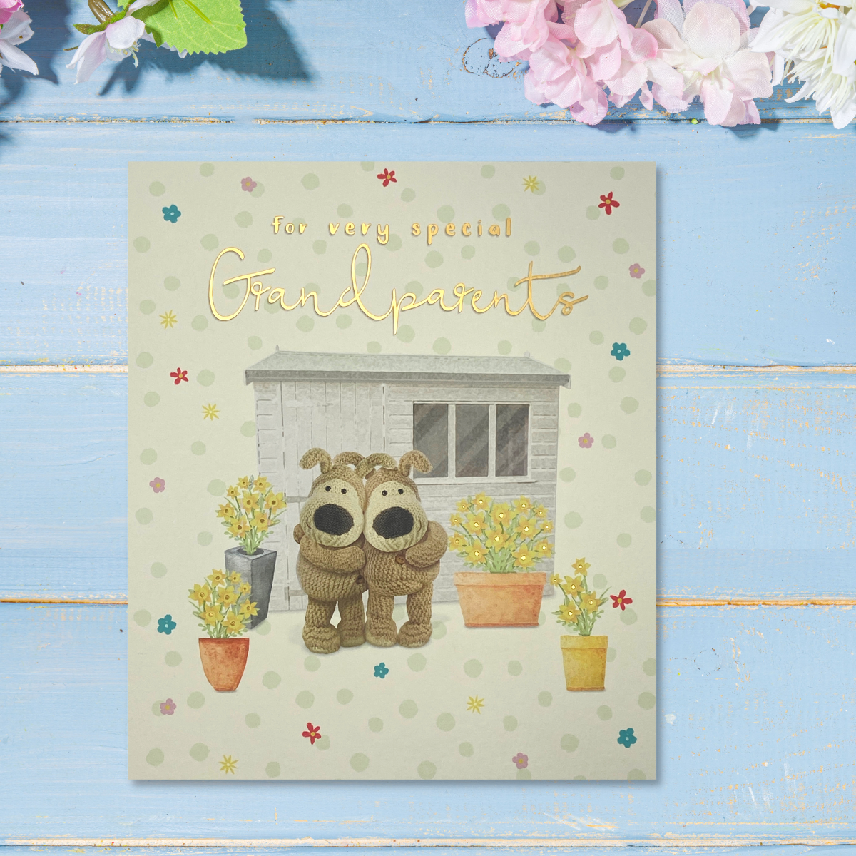 Grandparents Easter Card - Boofle Bear & Daffodils
