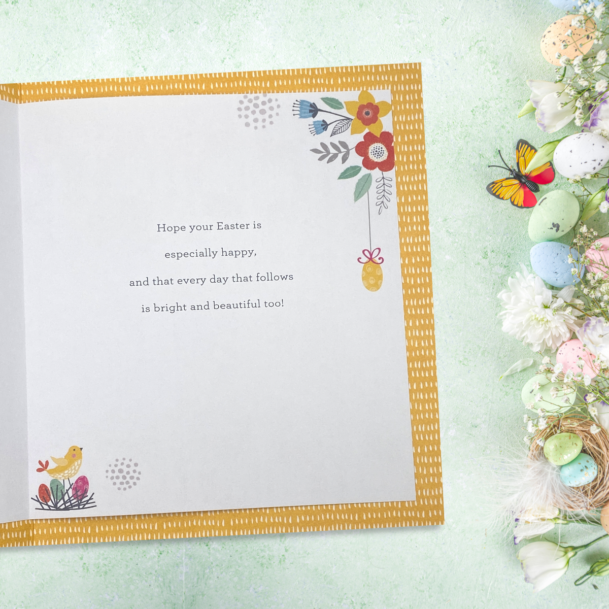 Open Easter Card - Fleur Eggs & Chicks