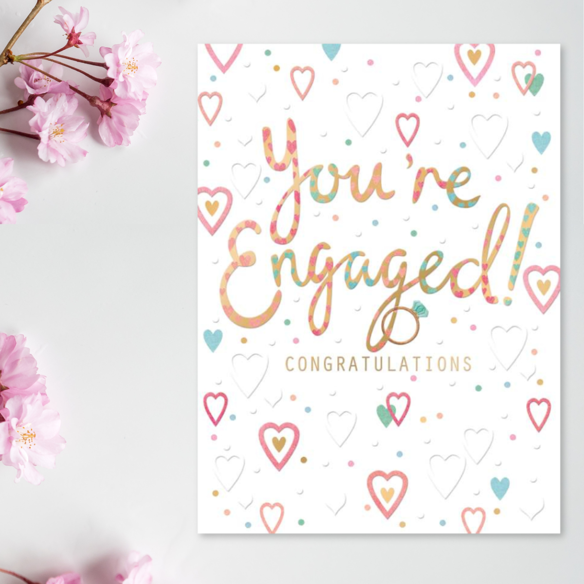Engagement Card - Colourful Hearts