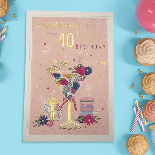 40th Birthday Card - Pavillion Cocktail