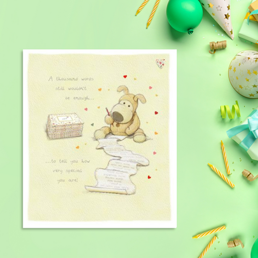 Boofle Bear Greeting Card Displayed In Full