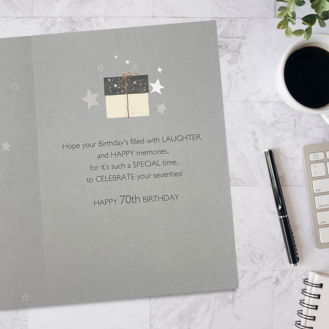 Inside image with grey printed insert, gift illustrations and verse