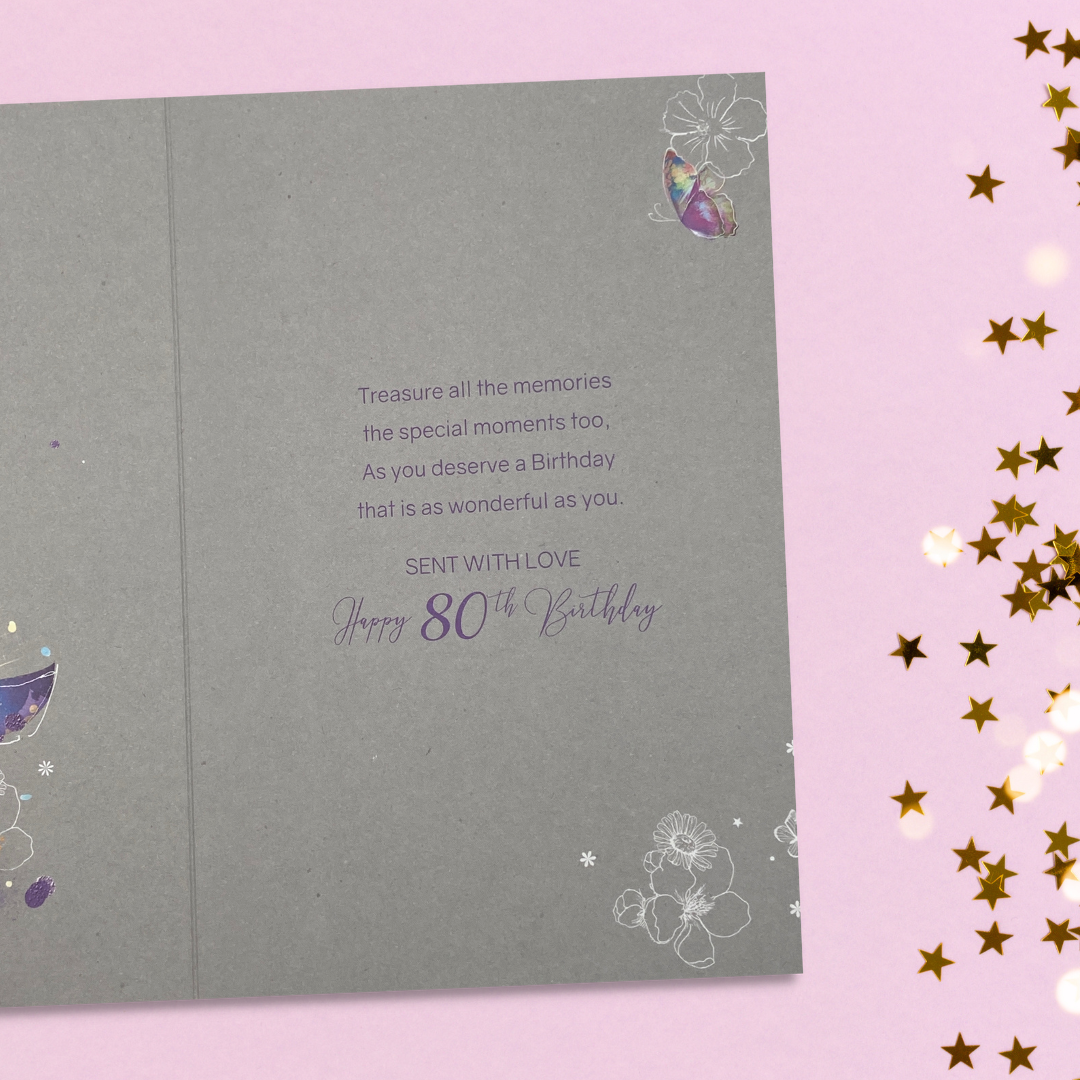Inside image with grey board and full colour print and verse