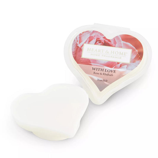 Heart shaped wax melt in plastic case with pretty floral label