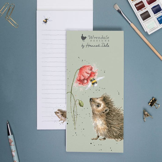 Shopping pad featuring hedgehog and bee