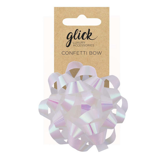 Iridescent confetti bow