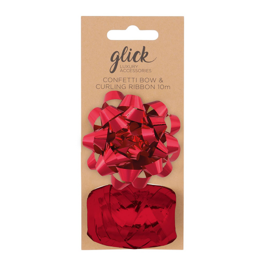 Red bow and curling ribbon pack