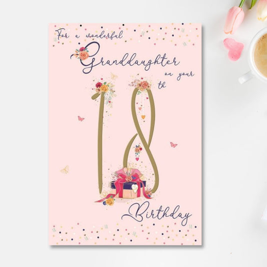 Granddaughter 18th Birthday Card - Floral Gift