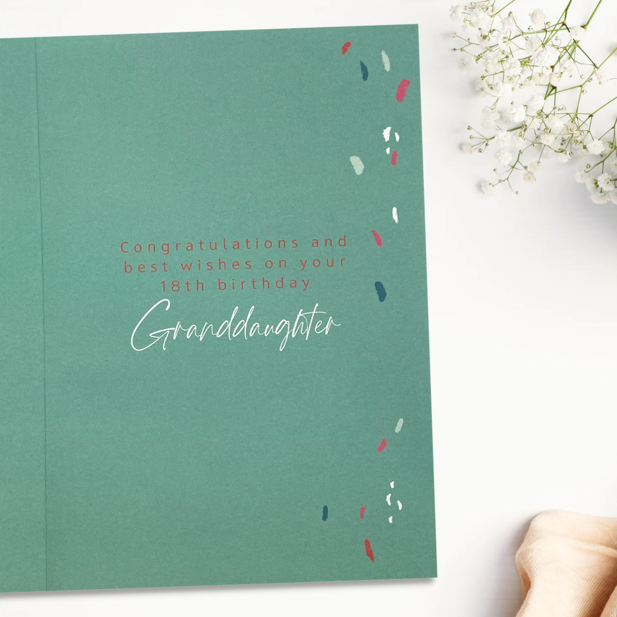 Inside image wit green theme and confetti border around verse