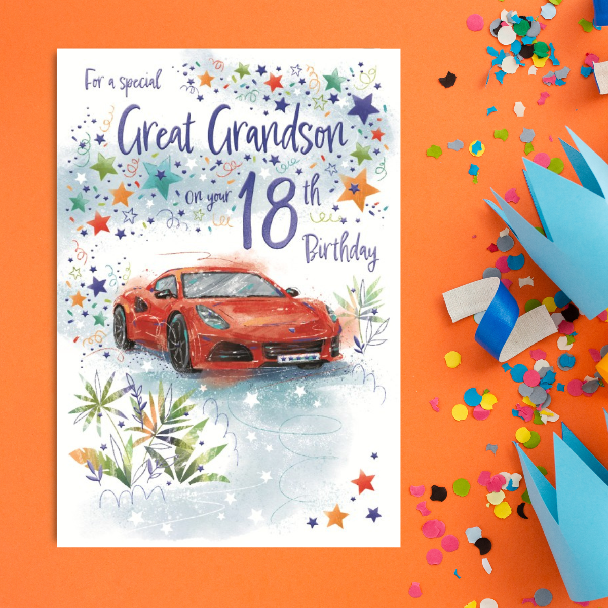 Great Grandson 18th Birthday Card - Red Sports Car