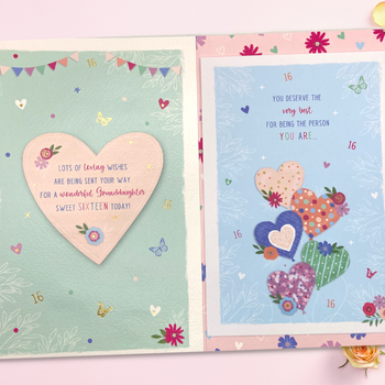 Granddaughter 16th Birthday - Palladium Large Heart Balloons