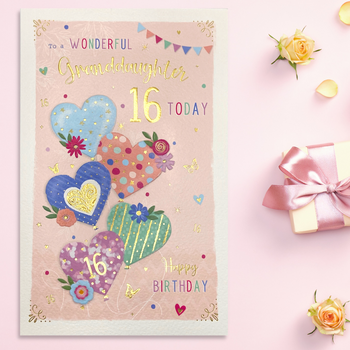 Granddaughter 16th Birthday - Palladium Large Heart Balloons