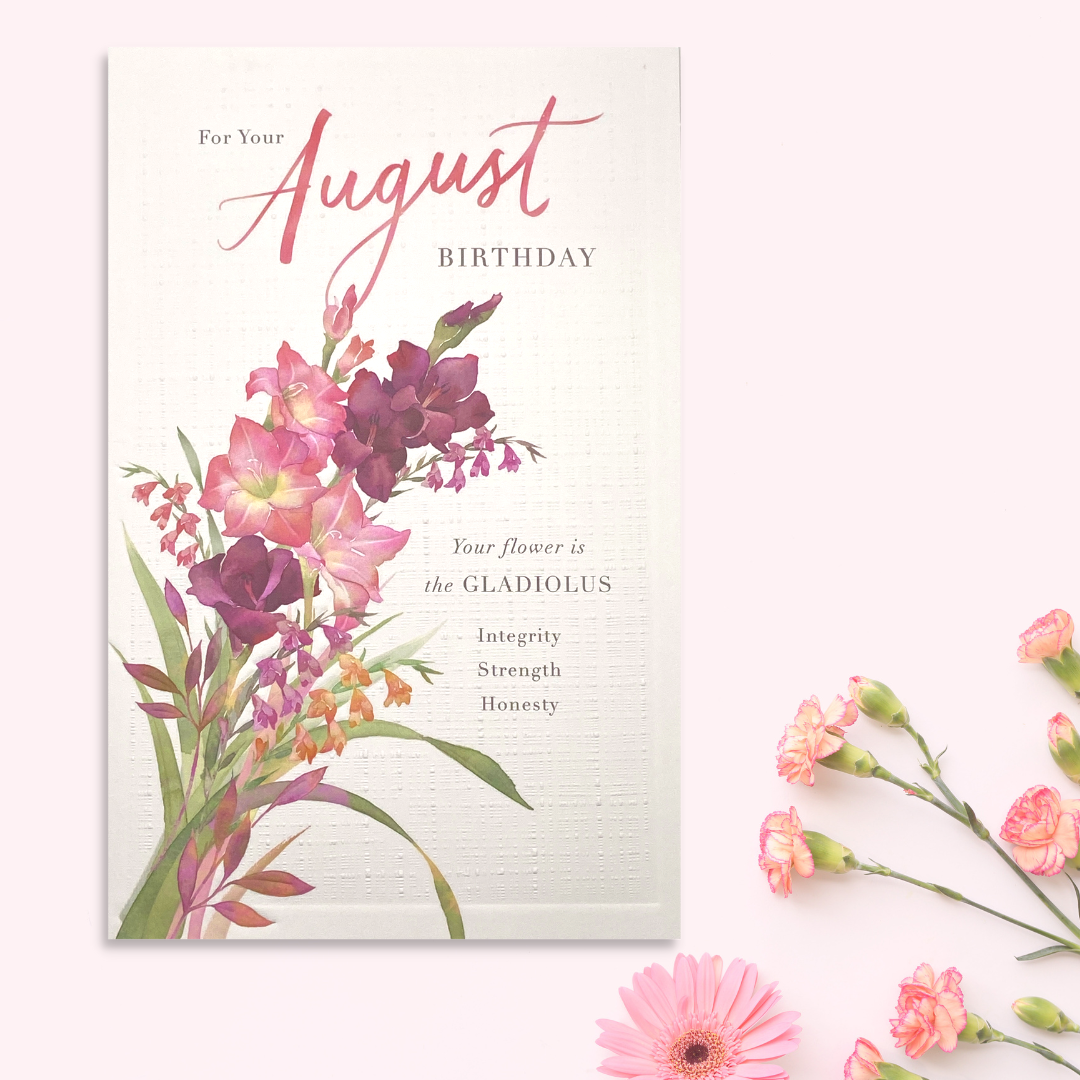 August Birthday Card Displayed in Full