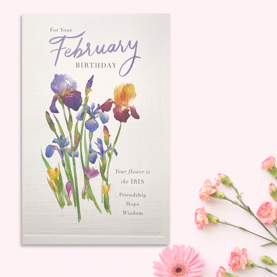 February Birthday Card Displayed In Full