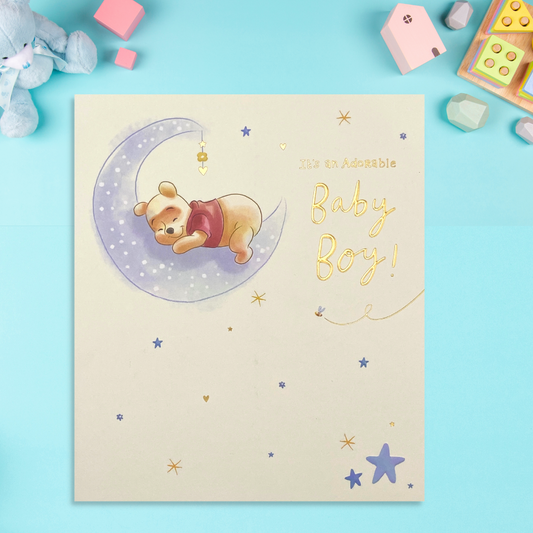 Front image with Winnie The Pooh on Blue moon with stars