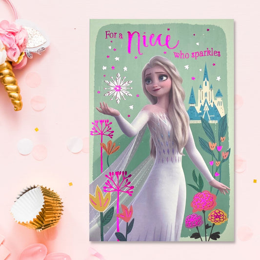 Niece Disney Frozen Birthday Card Displayed In Full
