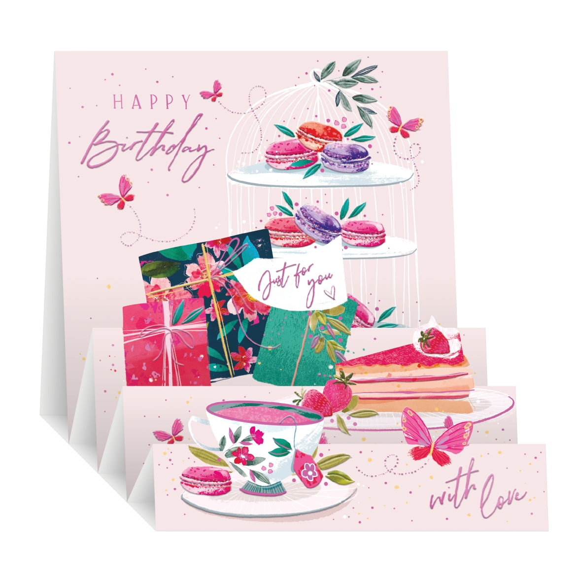 Zig Zag Pop Up Birthday Card - Afternoon Tea