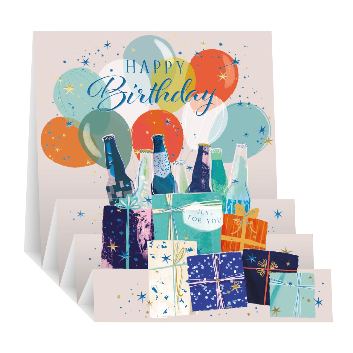 Zig Zag Pop Up Birthday Card - Bottled Beers