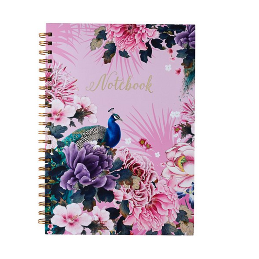 Exquisite Peacock Hardback A4 Notebook Displayed In Full