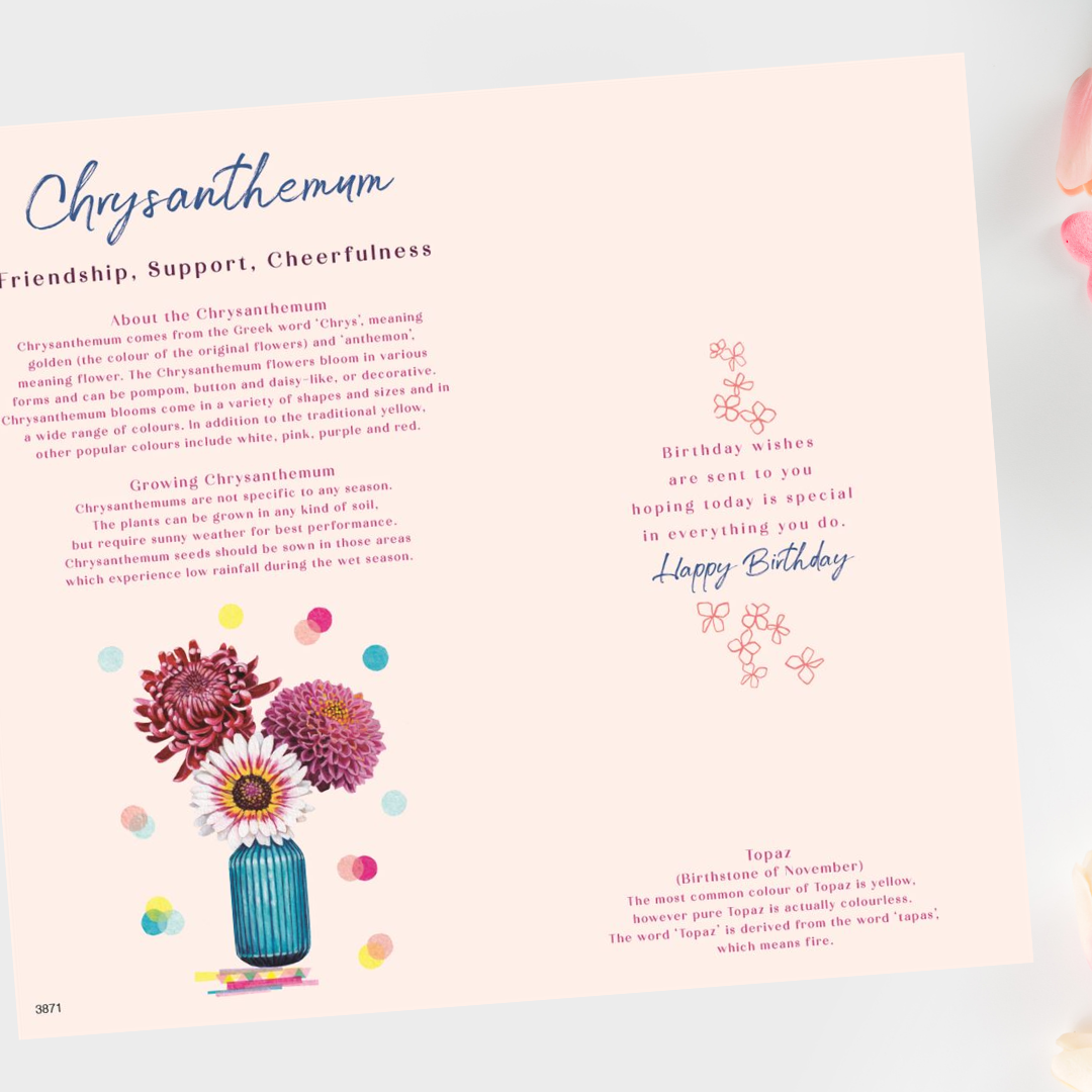 Inside image with information on Chrysanthemums