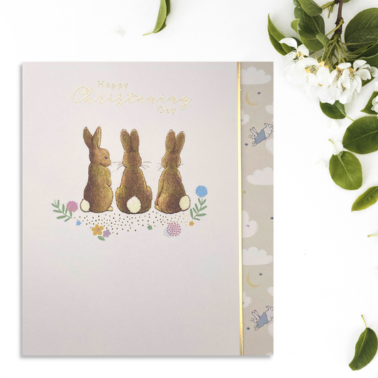 Christening Card - Peter Rabbit Cute Bunnies