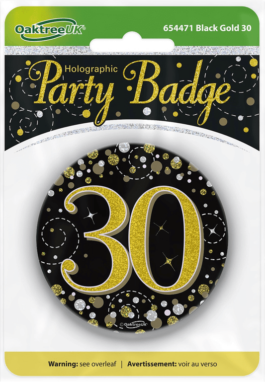Badge 3 inch - 30 Today Black & Gold Sparkling Fizz