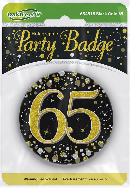 Badge 3 inch - 65 Today Black & Gold Sparkling Fizz