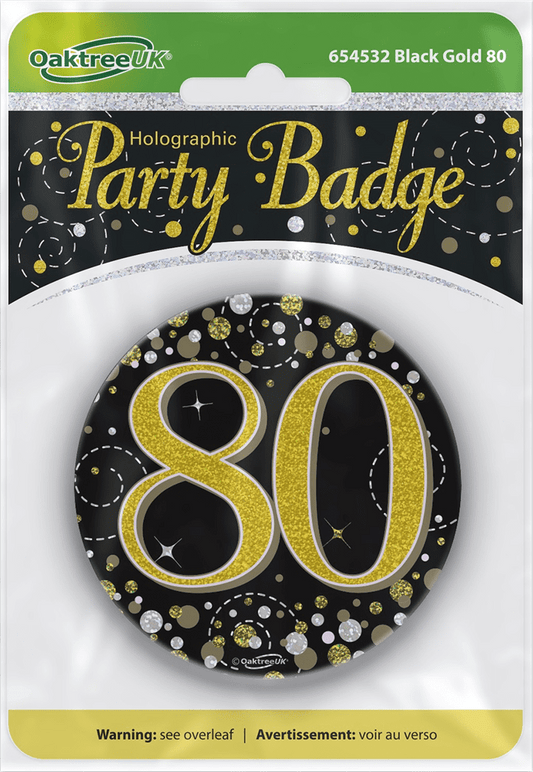 Badge 3 inch - 80 Today Black & Gold Sparkling Fizz