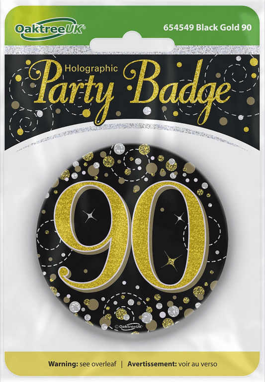 Badge 3inch - 90 Today Black & Gold Sparkling Fizz